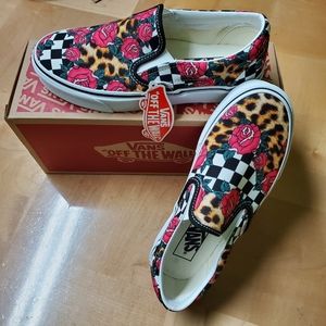 NEW Vans RoseAnimalCheck Slip-ons Size W 7